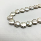 14-15mm Coin Shape 15'' Cultured Freshwater Pearls Necklace Beads