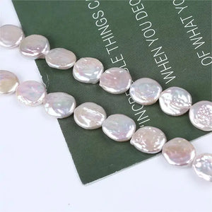 14-15mm Freshwater Pearl Coin Shape for DIY Jewelry Necklace