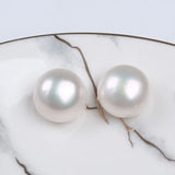 14-15mm High Natural Button Shape Freshwater Pearl In Pair