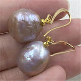 Pink Baroque Pearl Earrings 18K Plating Dangler Party Earbob