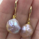 Pink Baroque Pearl Earrings 18K Plating Dangler Party Earbob