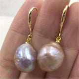 Pink Baroque Pearl Earrings 18K Plating Dangler Party Earbob