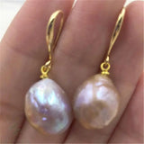 Pink Baroque Pearl Earrings 18K Plating Dangler Party Earbob