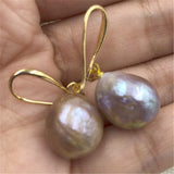 Pink Baroque Pearl Earrings 18K Plating Dangler Party Earbob