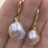 Pink Baroque Pearl Earrings 18K Plating Dangler Party Earbob