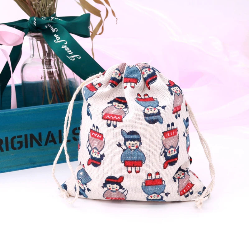5pcs/lot Cotton Bags Drawstring Earrings Jewelry Packaging Pouches