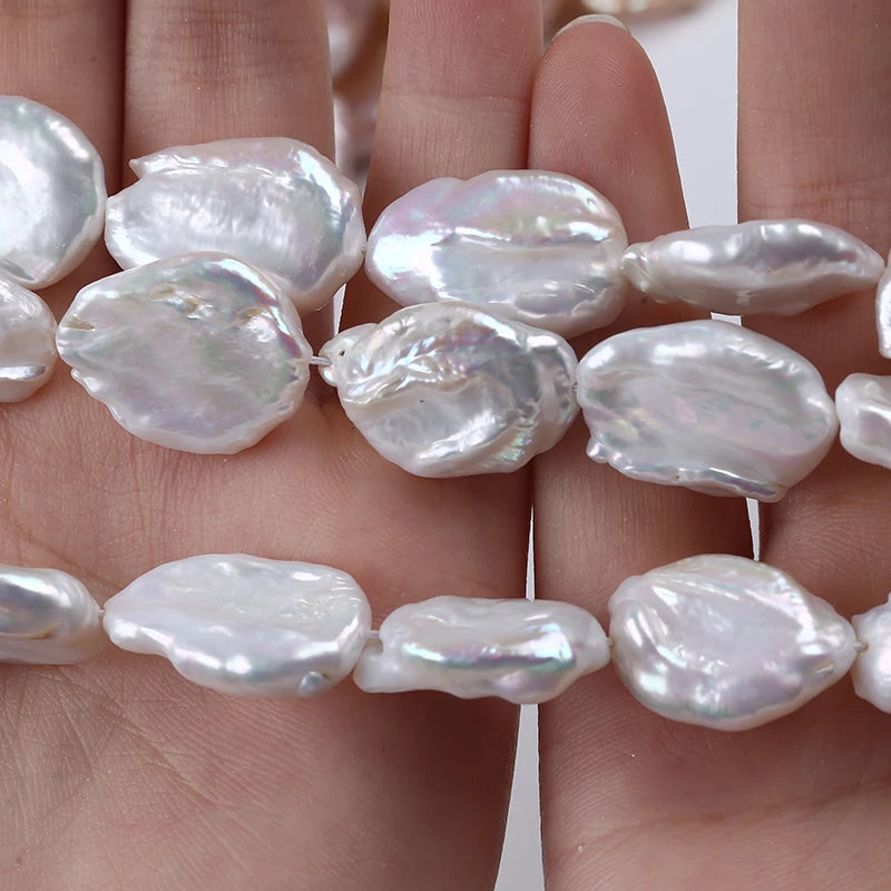 14-17mm Purple Freshwater Coin Pearl Strand for Jewelry Making