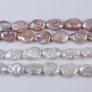 14-17mm Purple Freshwater Coin Pearl Strand for Jewelry Making