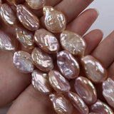 14-17mm Purple Freshwater Coin Pearl Strand for Jewelry Making