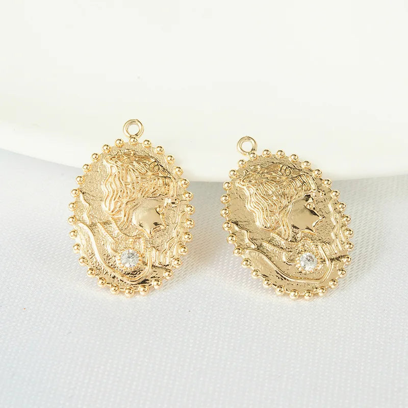 Copper Zircon Girl Shape Charms DIY Jewelry Making Findings