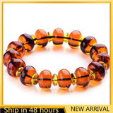 Natural Amber Bracelet Healing Stone Beads Stretch Bangle
