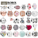 925 Silver Red Crystal Charm Beads Ladies Jewelry