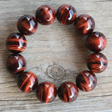 Red Tiger Eye Stone Bracelet Crystal Beads Lucky Jewelry