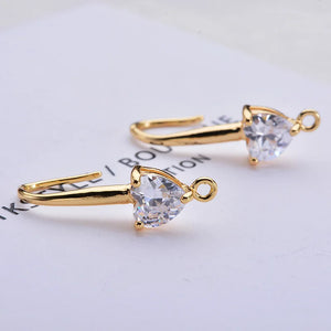 20MM Copper Heart Earring Clasps Hooks DIY Jewelry Findings