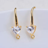 20MM Copper Heart Earring Clasps Hooks DIY Jewelry Findings