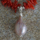 Baroque Pearl Pendant Red Coral Necklace 18inches Woman Noble Jewelry