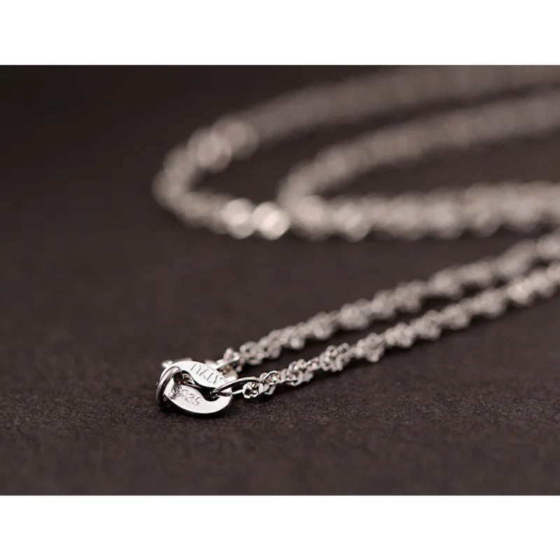 925 Sterling Silver Water Wave Chain Necklace Women Kids Girls 35cm-80cm
