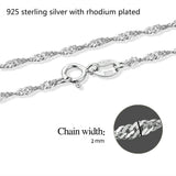 925 Sterling Silver Water Wave Chain Necklace Women Kids Girls 35cm-80cm