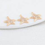 14K Brass Zircon Starfish Charms Pendants Jewelry Making Supplies
