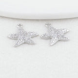 14K Brass Zircon Starfish Charms Pendants Jewelry Making Supplies