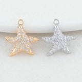 14K Brass Zircon Starfish Charms Pendants Jewelry Making Supplies