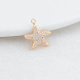 14K Brass Zircon Starfish Charms Pendants Jewelry Making Supplies
