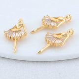14K Brass Zircon Girl Charms Pendants for Jewelry Making