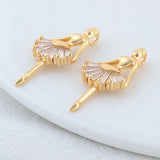 14K Brass Zircon Girl Charms Pendants for Jewelry Making
