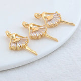14K Brass Zircon Girl Charms Pendants for Jewelry Making