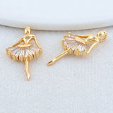 14K Brass Zircon Girl Charms Pendants for Jewelry Making
