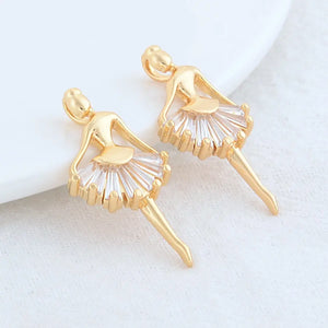 14K Brass Zircon Girl Charms Pendants for Jewelry Making