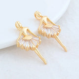 14K Brass Zircon Girl Charms Pendants for Jewelry Making
