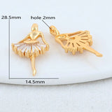 14K Brass Zircon Girl Charms Pendants for Jewelry Making