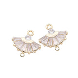 14.5MM 14K Plated Zircon 2 Holes Fan Shape Connect Charms Pendants