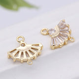 14.5MM 14K Plated Zircon 2 Holes Fan Shape Connect Charms Pendants