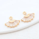 14.5MM 14K Plated Zircon 2 Holes Fan Shape Connect Charms Pendants