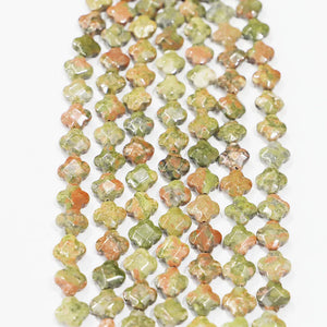 14*6MM Natural Stone Clover Leaf Shape Faceted Beads