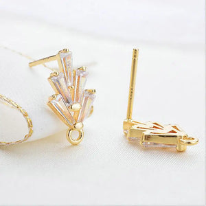 14K Brass Zircon Stud Earrings High Diy Jewelry