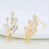 14K Brass Zircon Stud Earrings High Diy Jewelry