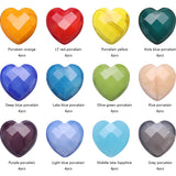 56pcs 16mm Green Glass Heart Beads Faceted Pendant for DIY Necklace