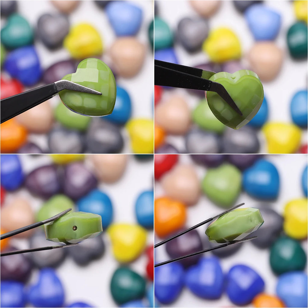 56pcs 16mm Green Glass Heart Beads Faceted Pendant for DIY Necklace