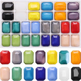 14 Colored Glass Rectangle Beads 56Pcs 13X18MM Faceted Long Square Shape