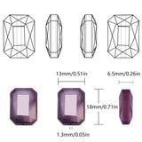 14 Colored Glass Rectangle Beads 56Pcs 13X18MM Faceted Long Square Shape