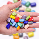 14 Colored Glass Rectangle Beads 56Pcs 13X18MM Faceted Long Square Shape
