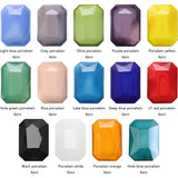14 Colored Glass Rectangle Beads 56Pcs 13X18MM Faceted Long Square Shape