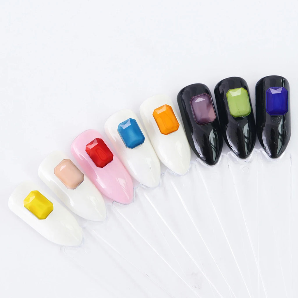 14 Colored Glass Rectangle Beads 56Pcs 13X18MM Faceted Long Square Shape