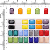 14 Colored Glass Rectangle Beads 56Pcs 13X18MM Faceted Long Square Shape