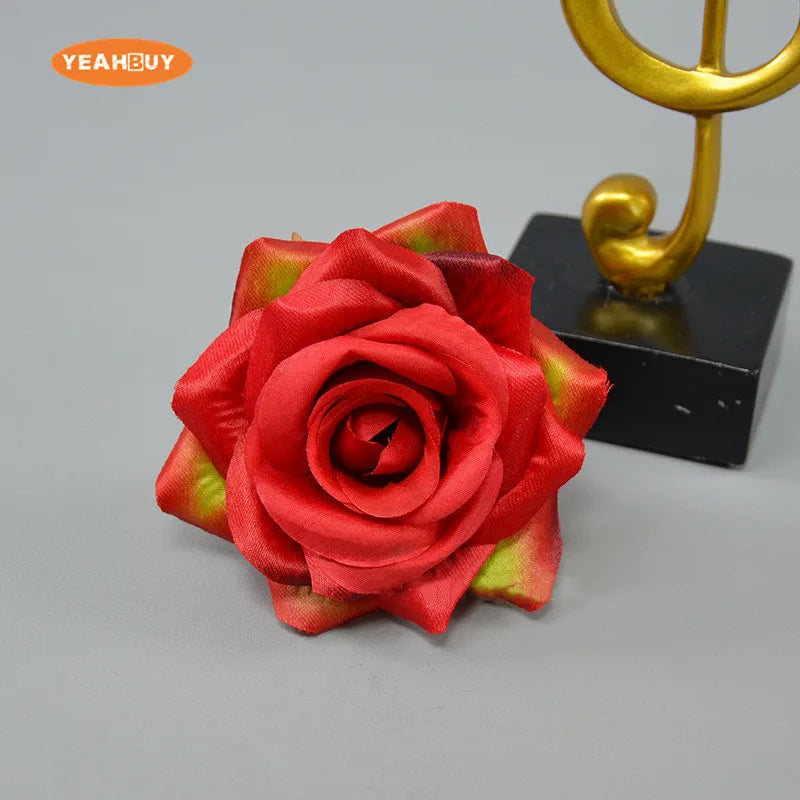 14 Colors Silk Fabric Painting Rose Flower Heads Wedding Party Home DIY Hat
