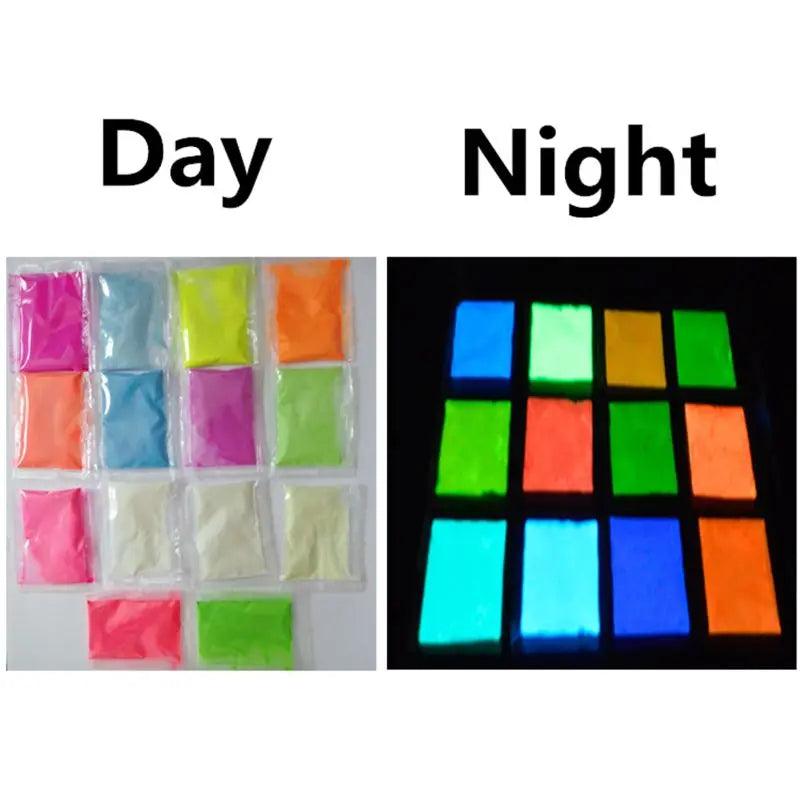 14 Colors Acrylic Paint Glow in the Dark Luminous Pigment Fluorescent Powder