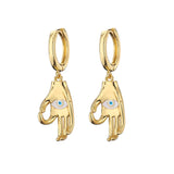 Enamel Evil Eye Palm Heart Charm Earrings Small Horns Pendant Earrings